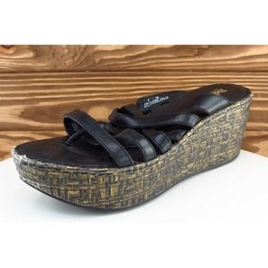 Born Sz 8 M Black Flip Flop Leather‎ Women Sandals 24003